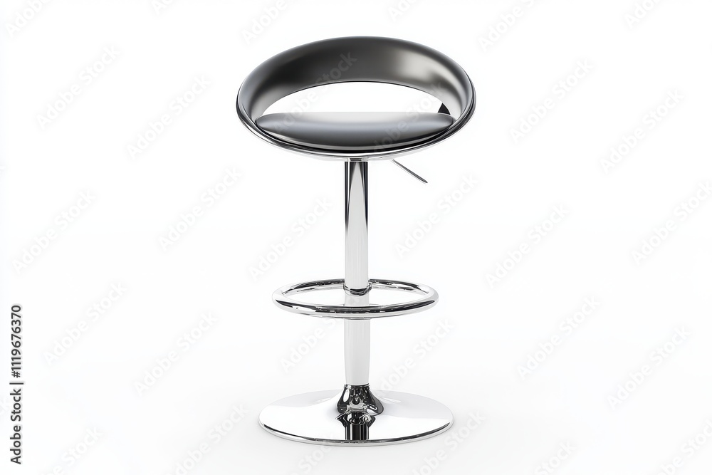 Modern bar stool sleek design chrome finish circular seat curved backrest pedestal base Modern bar stool sleek design chrome finish circular seat curved backrest pedestal base