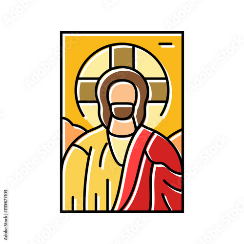 mosaic christ byzantine color icon vector. mosaic christ byzantine sign. isolated symbol illustration