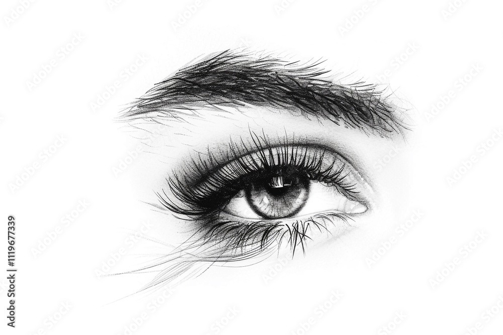 Woman's Eye with Long Eyelashes - Eyelash Extension Beauty Concept Woman's Eye with Long Eyelashes - Eyelash Extension Beauty Concept