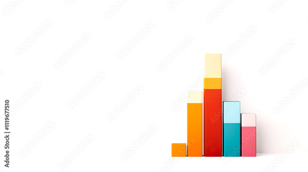 Fototapeta premium A colorful bar chart on a white background, representing data visualization and statistical analysis.