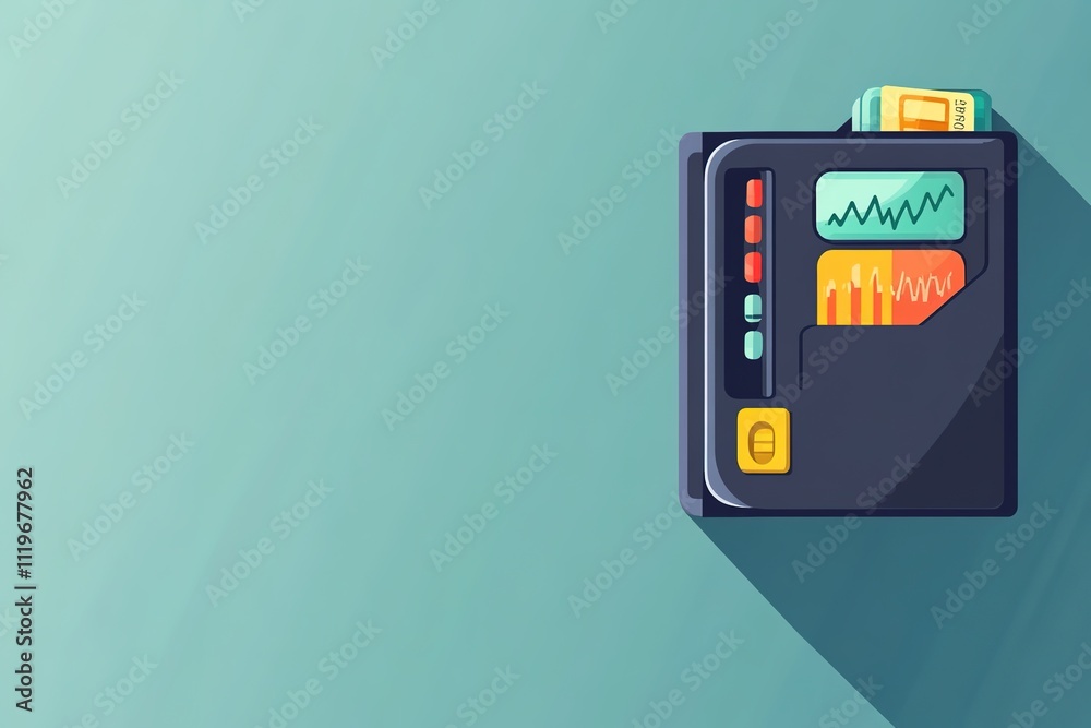 Flat design vector of wallet with cash and cards Flat design vector of wallet with cash and cards