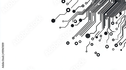 Digital Circuit Pattern on White Background photo