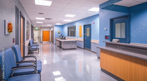 Empty hospital hallway.