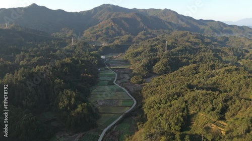 Scenery of late autumn and early morning in the mountains of southern Anhui photo