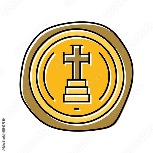 gold coin byzantine color icon vector. gold coin byzantine sign. isolated symbol illustration