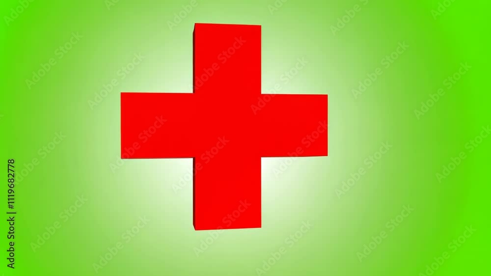 Red Cross Symbol, 3D Render with Green Background for Healthcare, Emergency Aid, and First Aid Awareness Red Cross Symbol, 3D Render with Green Background for Healthcare, Emergency Aid, and First Aid Awareness