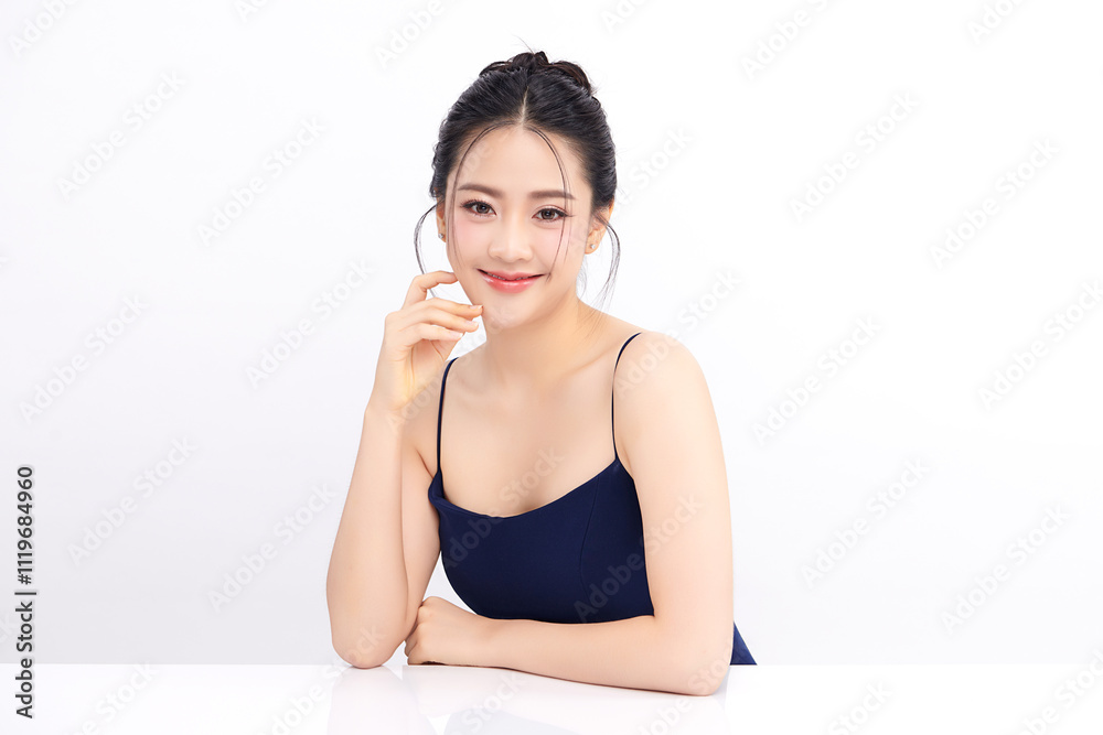 Beautiful young asian woman with clean fresh skin on white background, Face care, Facial treatment, Cosmetology, beauty and spa, Asian women portrait. Beautiful young asian woman with clean fresh skin on white background, Face care, Facial treatment, Cosmetology, beauty and spa, Asian women portrait.
