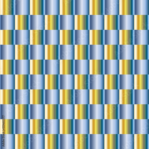193 Gradient blue and yellow seamless check pattern