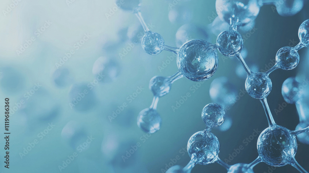 The molecular structure. Translucent spheres resembling atoms are connected by lines symbolizing chemical bonds. The molecular structure. Translucent spheres resembling atoms are connected by lines symbolizing chemical bonds.