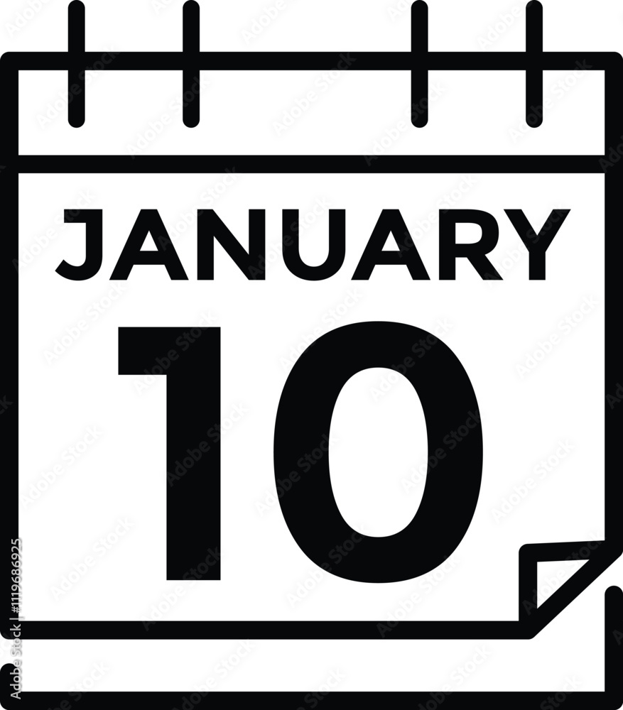 January 10 Calendar Day or Calender Date for Deadlines or Appointment. Calendar vector icon. Deadline. Date. January 10 Calendar Day or Calender Date for Deadlines or Appointment. Calendar vector icon. Deadline. Date.