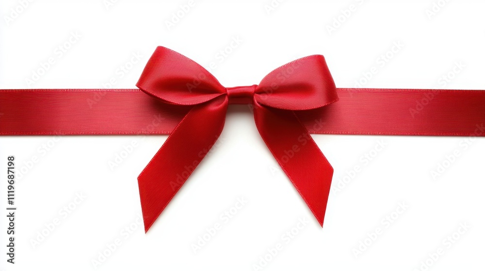 Elegant Red Ribbon Bow on a White Background for Gift Wrapping and Decoration Elegant Red Ribbon Bow on a White Background for Gift Wrapping and Decoration
