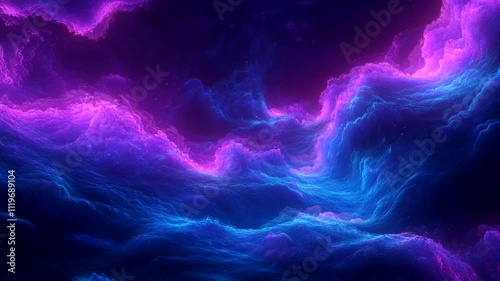 Wallpaper Mural Abstract digital art depicting neon blue and purple fractal cloudscapes. Torontodigital.ca