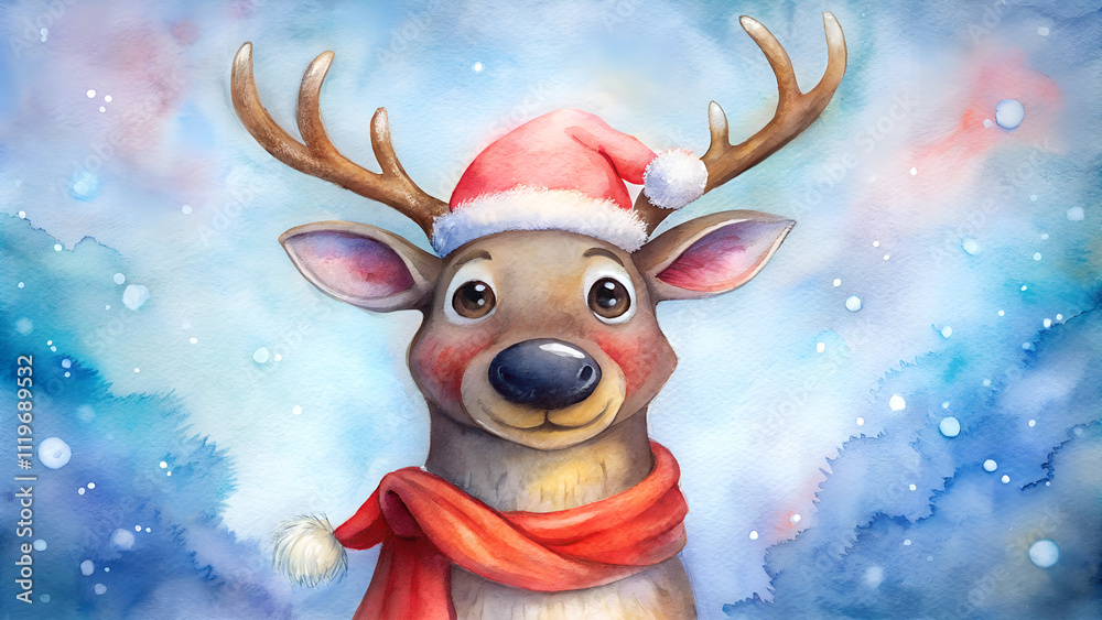 Fototapeta premium Whimsical Holiday Background with Reindeer: Perfect for Advertising