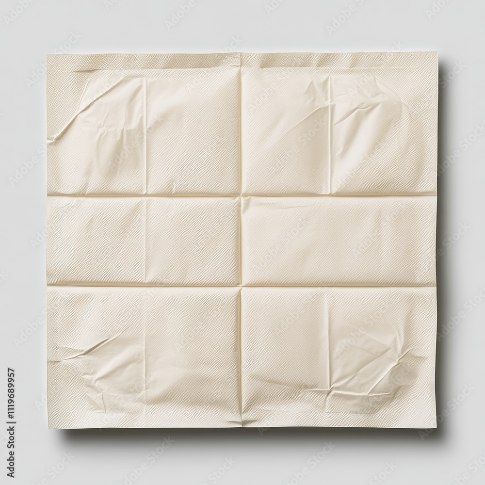 Obraz premium Medical-Grade Sterile Wipe Packet Close-Up on White Background with Detailed Creases, Photorealistic Image