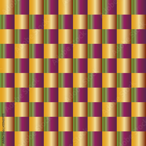 189 Gradient Magenta, Green and Gardient Yellow copper seamless check pattern