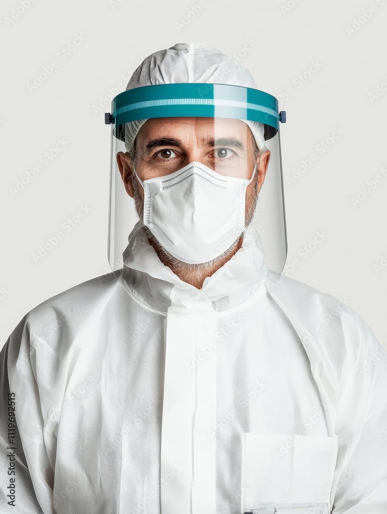 Advanced Vaccination Worker in PPE for Safe Patient Care on White Background - High-Quality Render Advanced Vaccination Worker in PPE for Safe Patient Care on White Background - High-Quality Render