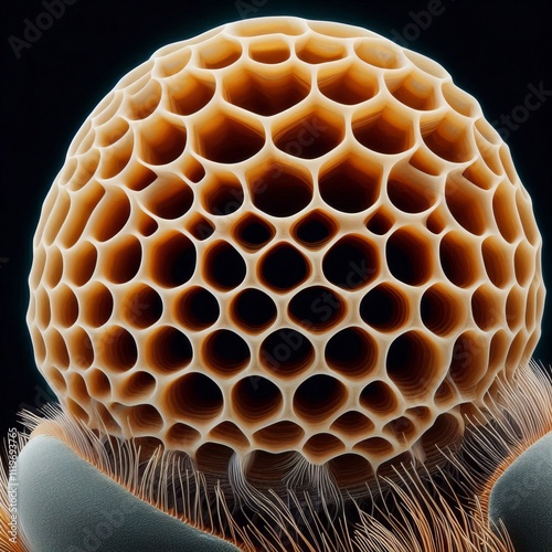 Honeybee Alveolus Detail Show the view of a honeybee alveolus fo