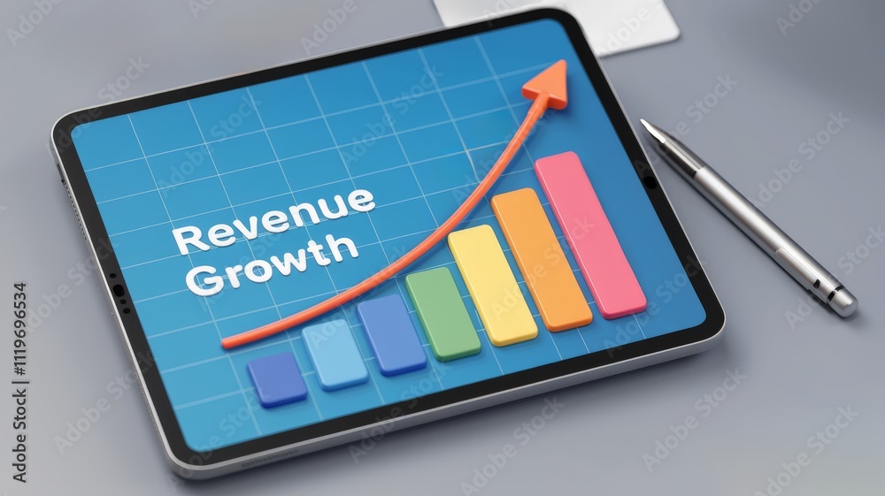 Electronic device with business analysis graph, technology and business concept. Electronic device with business analysis graph, technology and business concept.