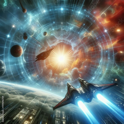 Hyperspace Jump A ship making a jump into hyperspace and folding
