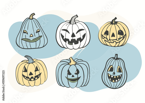 Spooky Halloween Pumpkins. Jack.o'.Lantern Faces
