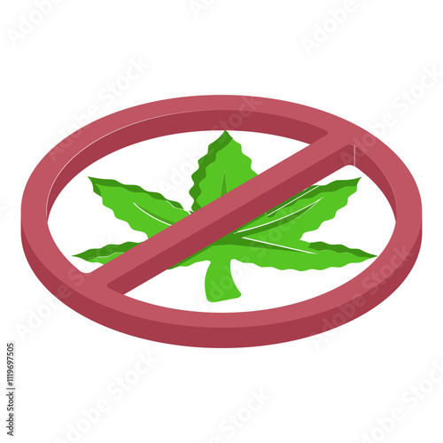 Hash Banned Area isometric concept, Smoking Edibles Hemp Weed not allowed vector icon design, Cannabis and marijuana symbol, thca and cbda sign, recreational herbal drug stock illustration