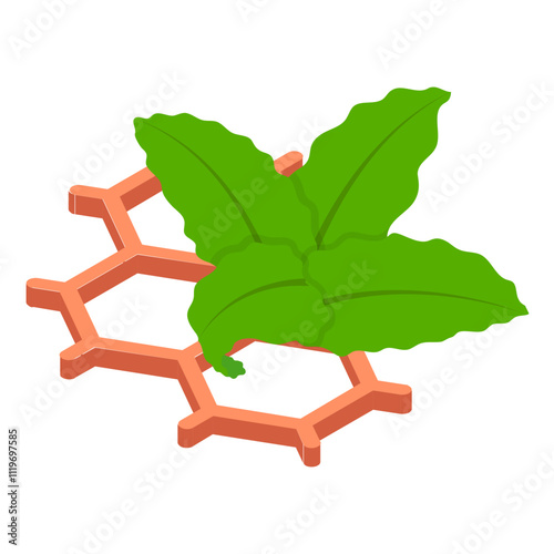 Genetics of hybrid strain leaf isometric concept, Composition and compound in hemp vector icon design, Cannabis and marijuana symbol, thca and cbda sign, recreational herbal drug stock illustration