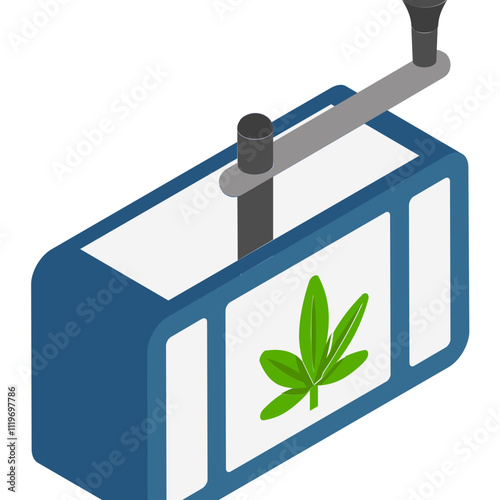 Handheld Weed Grinder isometric concept, Manual Hemp Crusher vector icon design, Cannabis and marijuana symbol, thca and cbda sign, recreational herbal drug stock illustration