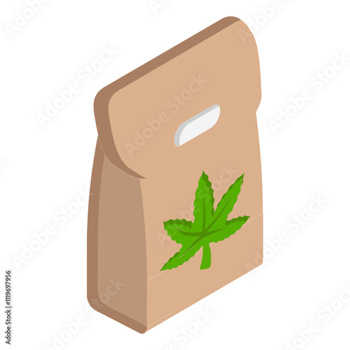 Dried flower buds Packaging isometric concept, Ready to Deliver Bedrocan vector icon design, Cannabis and marijuana symbol, thca and cbda sign, recreational herbal drug stock illustration