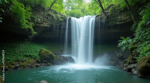 Lush Green Waterfall Landscape