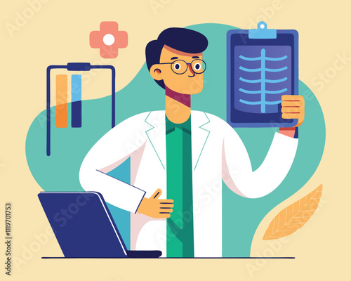 Doctor Examining X.Ray. Healthcare and Medical Services
