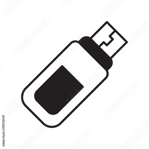 pendrive glyph icon with white background vector stock illustration