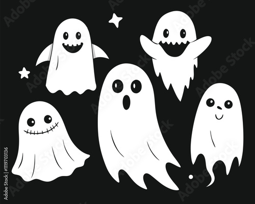 Cute Halloween Ghost Illustration. Spooky and Fun Design