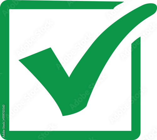 check mark symbolizing a positive response icon. Concept of response options in questionnaires web. Social media elements. Yes Vector isolated transparent background.