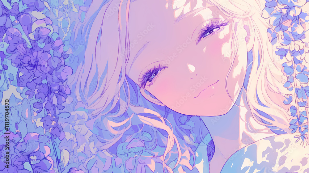 Charming Lily Flower Wallpaper in Anime Manga Art Style Charming Lily Flower Wallpaper in Anime Manga Art Style