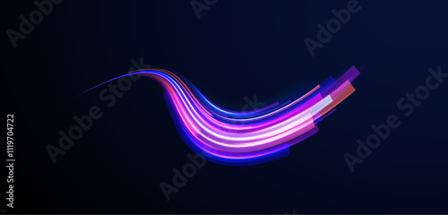 Abstract fire flare trace lens flares acceleration speed motion on night road. Acceleration speed motion on night road. Colorful Light Trails, Long Time Exposure Motion Blur Effect. 