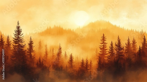 Ethereal Forest Landscape with Soft Tones