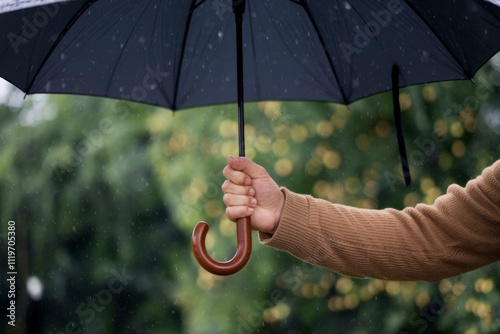 A person holding an umbrella.