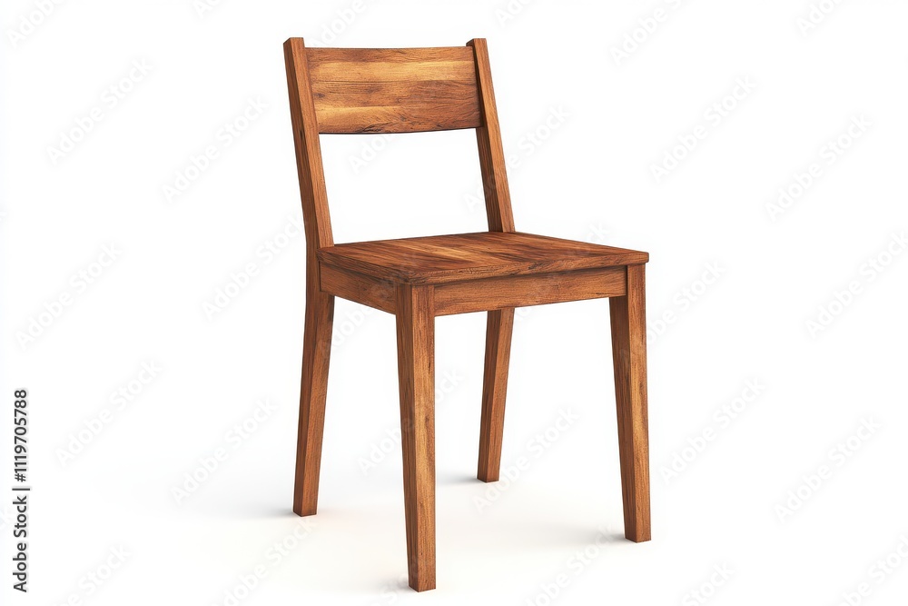 Wooden chair simple design straight lines brown color minimalist furniture