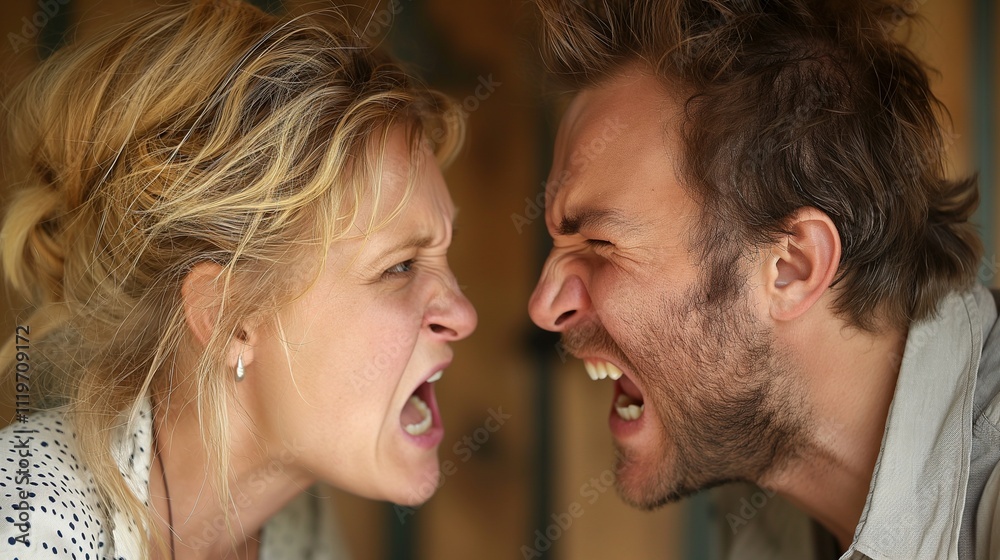 Angry expressions couple engages in heated argument image. Shouting woman, yelling man photography scene wallpaper. Raw emotion. Turmoil in relationship concept photorealistic photo Angry expressions couple engages in heated argument image. Shouting woman, yelling man photography scene wallpaper. Raw emotion. Turmoil in relationship concept photorealistic photo
