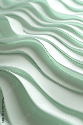 A close-up of the wavy texture on paper, rendered in 3D with subtle gradients and a soft green hue. 