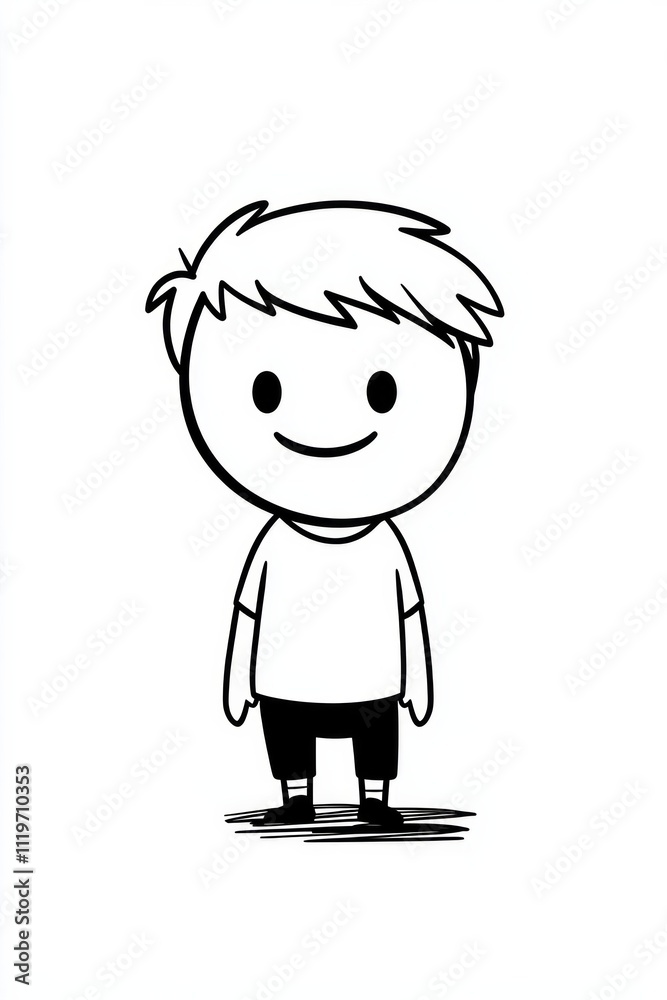 A cute cartoon character with simple lines and shapes, minimalistic design on a white background A cute cartoon character with simple lines and shapes, minimalistic design on a white background