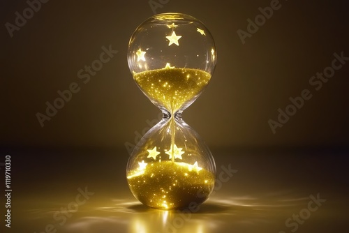 An hourglass filled with stars instead of sand representing infinite possibilities. photo