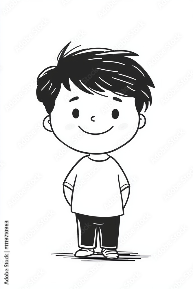 A cute cartoon character with simple lines and shapes, minimalistic design on a white background A cute cartoon character with simple lines and shapes, minimalistic design on a white background