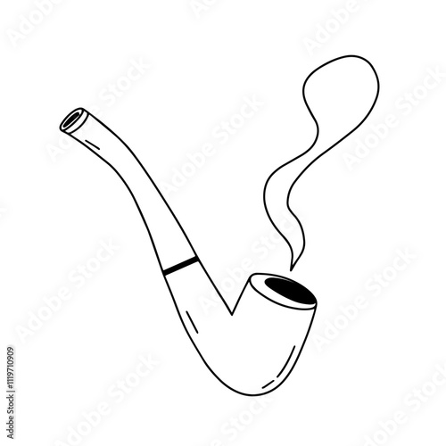 Vector smoking pipe with smoke sketch