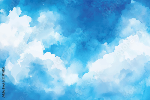 Photography Watercolor illustration background of blue sky and clouds