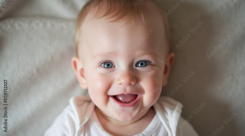 Adorable Cute Smiling Baby Infant Child with Blue Eyes Adorable Cute Smiling Baby Infant Child with Blue Eyes