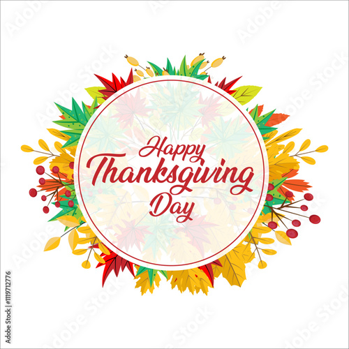 Thanksgiving, Autumn and Fall image Wreath illustration.