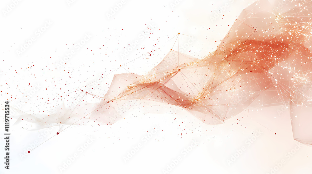 Fototapeta premium Soft, flowing coral-colored fabric with shimmering gold glitter, perfect for a luxury background.