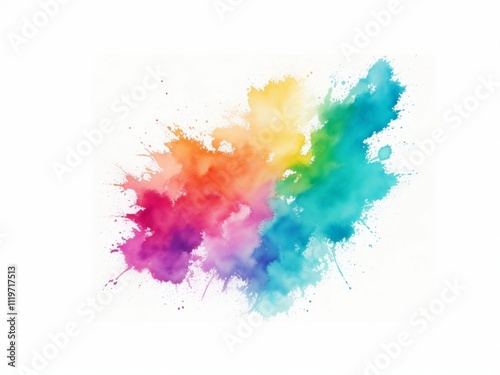 Bright handcrafted watercolor splash with a rainbow color combination