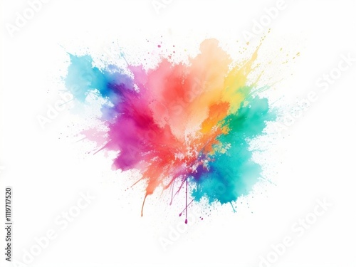 Vibrant handmade watercolor splash featuring a blend of rainbow colors